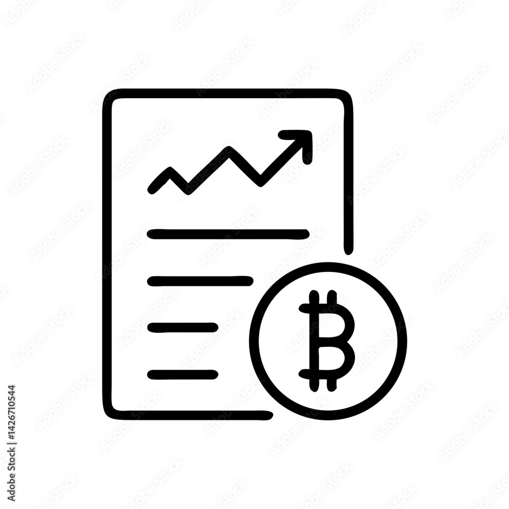 Financial Report with Bitcoin Coin Icon Design