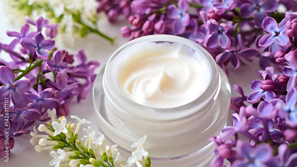 Discover the Power of Natural Skincare with a Soothing Lilac Flower Backdrop and Nourishing Face Cream for Your Daily Beauty Ritual Discover the Power of Natural Skincare with a Soothing Lilac Flower Backdrop and Nourishing Face Cream for Your Daily Beauty Ritual