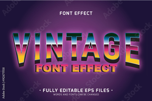 Vintage 3D Editable Text Effect with Retro Gradient Style