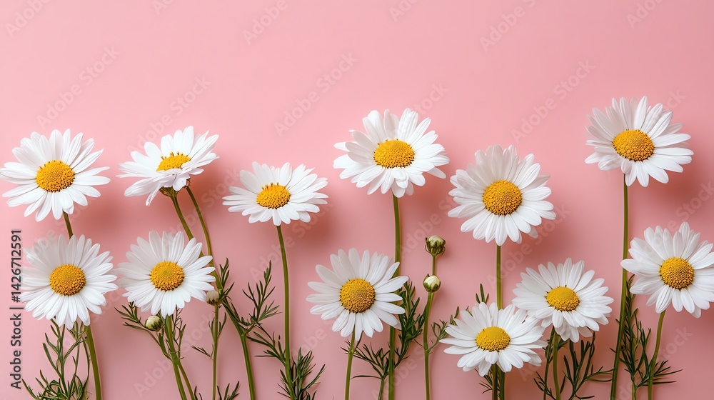 Fototapeta premium White daisy chamomile flowers arranged artistically