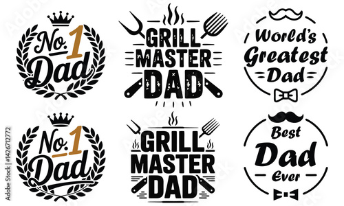 Set of Father's Day Graphic Designs for T-shirts or Apparel