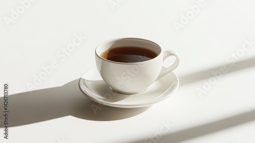 Wallpaper Mural A white ceramic teacup with saucer isolated on a pure white background, realistic lighting and shadow, ideal for cut-out and compositing Torontodigital.ca