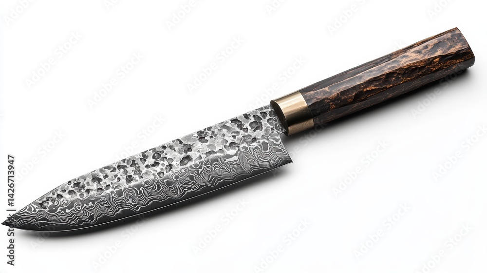 Obraz premium A chef is knife isolated on a pure white background, realistic lighting and shadow, ideal for cut-out and compositing