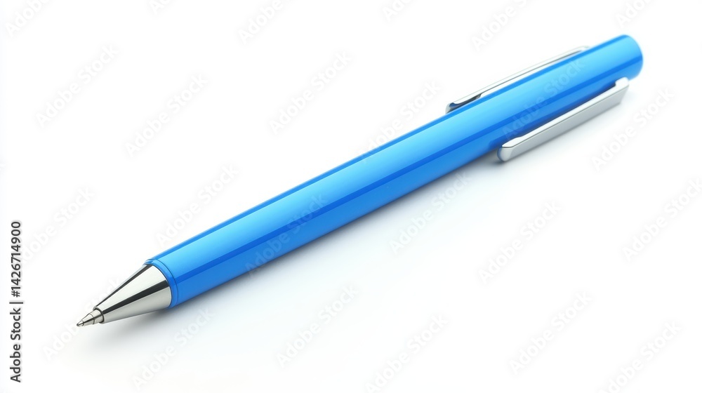 A ballpoint pen with cap isolated on a pure white background, realistic lighting and shadow, ideal for cut-out and compositing A ballpoint pen with cap isolated on a pure white background, realistic lighting and shadow, ideal for cut-out and compositing