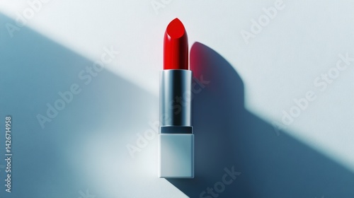 A lipstick tube opened halfway isolated on a pure white background, realistic lighting and shadow, ideal for cut-out and compositing