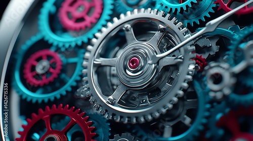 Wallpaper Mural A close-up of a complex clockwork mechanism with intricate gears interlocked and rotating smoothly Torontodigital.ca