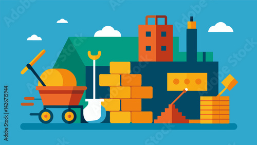 Reusing Some construction materials like bricks and lumber can be cleaned and reused in their original form for new building projects.. Vector illustration