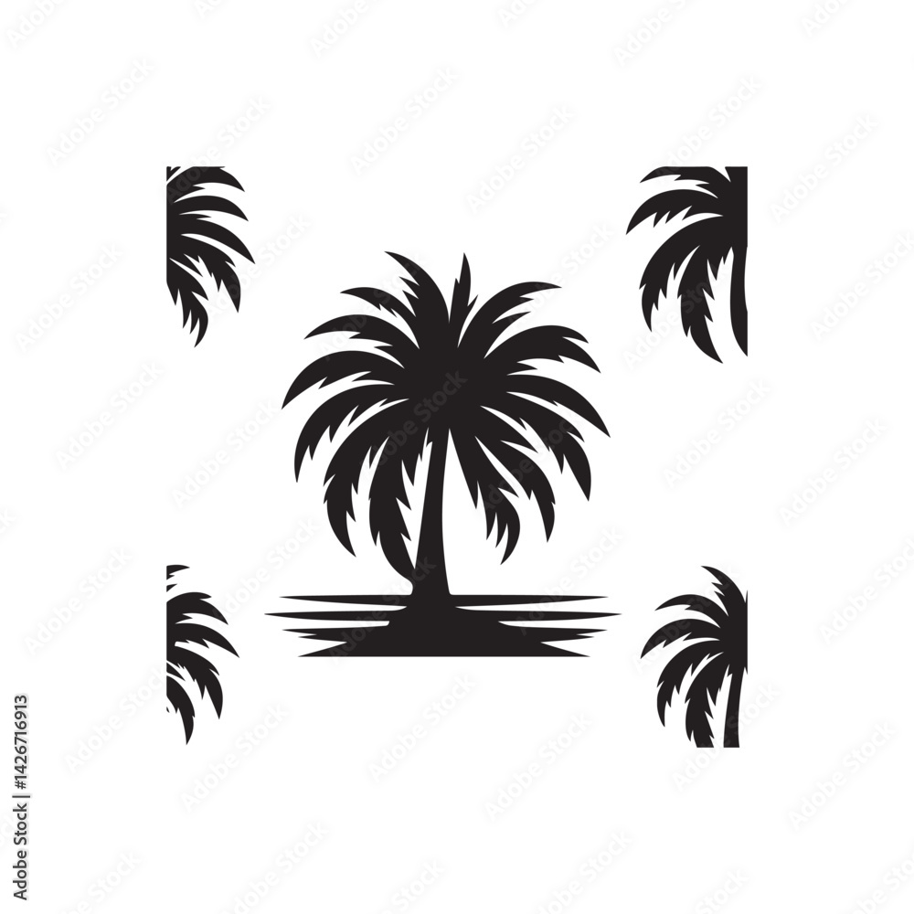 Fototapeta premium palm tree vector silhouette clip art illustration