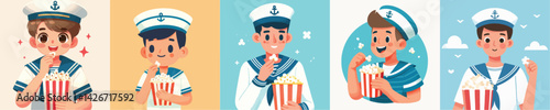 sailor character vector eating popcorn