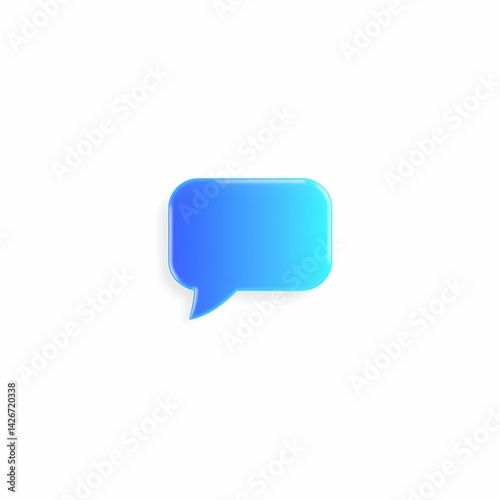 Speech bubble, gradient blue, minimalist design, digital icon, communication symbol, message graphic, soft edges, simple shape, social media element, clean aesthetic, white background