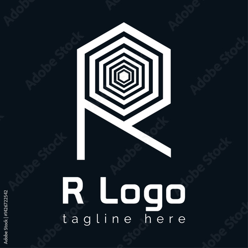 Geometric "R" Logo: A modern and striking logo design featuring the letter "R" crafted from a series of nested geometric shapes, exuding an air of contemporary sophistication.