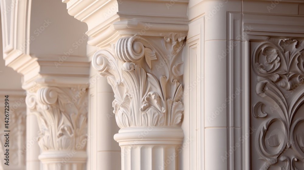 Obraz premium Intricate architectural columns with detailed carvings showcasing elegance and craftsmanship