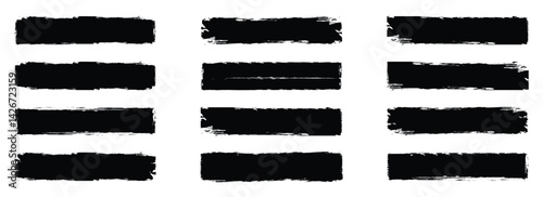Black set paint, ink brush, brush strokes, box, grungy. Grungy brushes collection. Rectrangle shape brush strokes. Vector collection of artistic grungy black paint hand made creative brush stroke set.