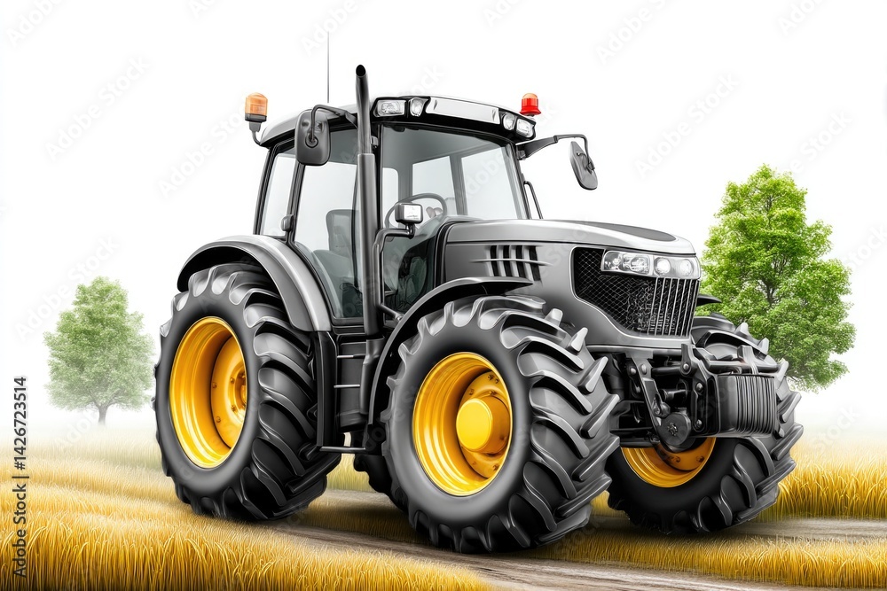 Obraz premium Modern Tractor in Field