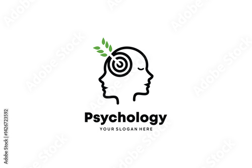 Vector head with target icon symbol for psychology logo, mind consulting or therapy services