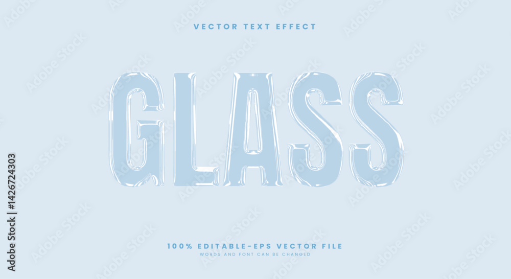 Glass 3D editable text effect Template Suitable for shiny text style