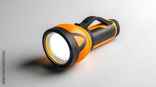 A camping headlamp isolated on a pure white background, realistic lighting and shadow, ideal for cut-out and compositing