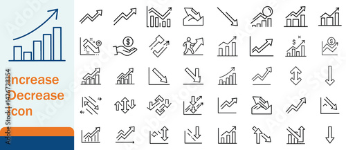 ncrease and Decrease Icons Collection
Growth and Decline Line Art Symbols
Up and Down Arrows and Charts Icon Set
Business Trend Icons: Increase & Decrease
Progress and Recession Outline Graphics