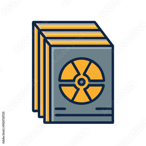 Folded Radiation Warning Paper Stack Icon Design