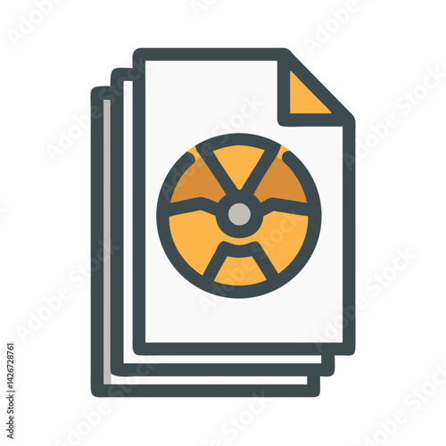 Folded Radiation Warning Paper Stack Icon Design