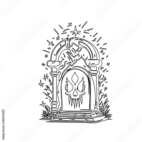 Magical Portal Hand Drawn Sketch Illustration