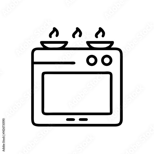 Gas Range Stove with Burners Icon Design