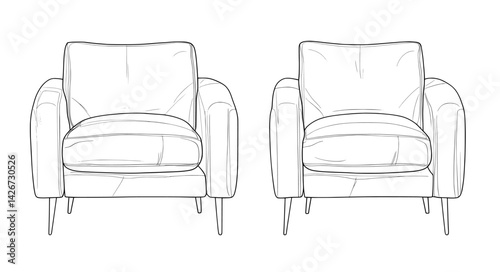 Stylish icon vector illustration of modern armchairs showcasing a contemporary design suitable for various interiors