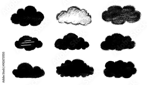 Cloud silhouettes are used as modern sets to render architectural backgrounds