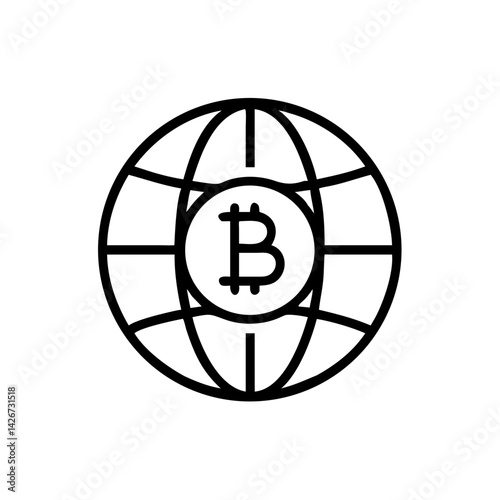 Globe with Bitcoin Currency Symbol Icon Design