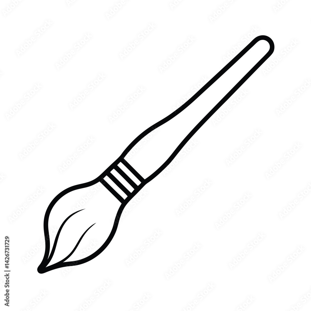 Obraz premium Simple paint brush icon vector illustration for arts and crafts projects