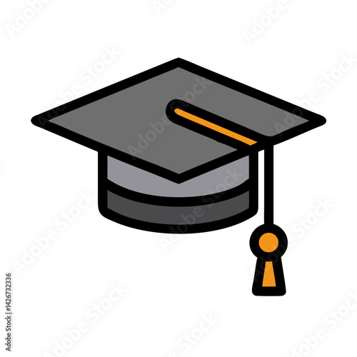 Graduation Cap with Hanging Tassel Icon Design