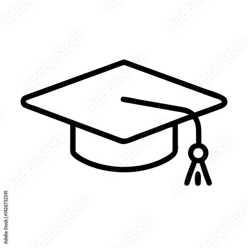 Graduation Cap with Hanging Tassel Icon Design