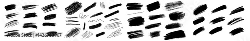 Vector illustration of various brush strokes and textures for creative design projects