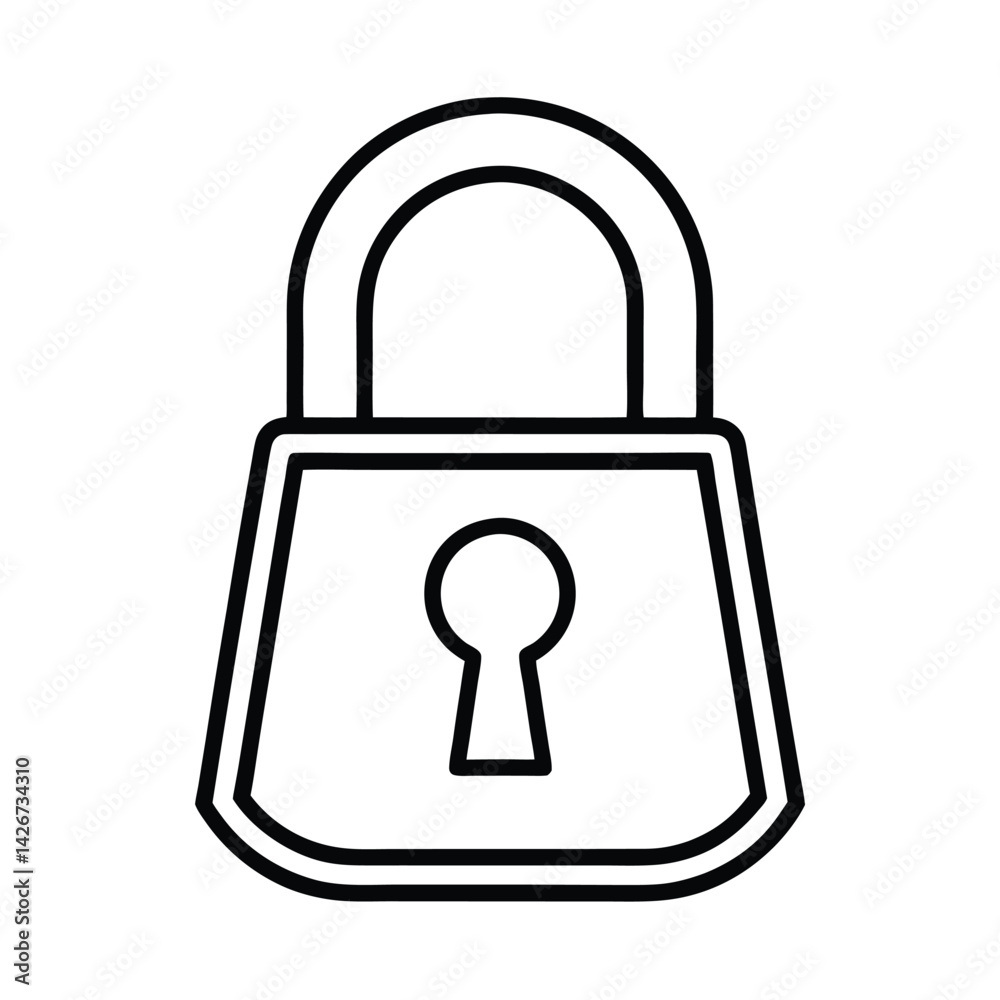Simple padlock outline symbol for security privacy and protection representation minimalist design Simple padlock outline symbol for security privacy and protection representation minimalist design