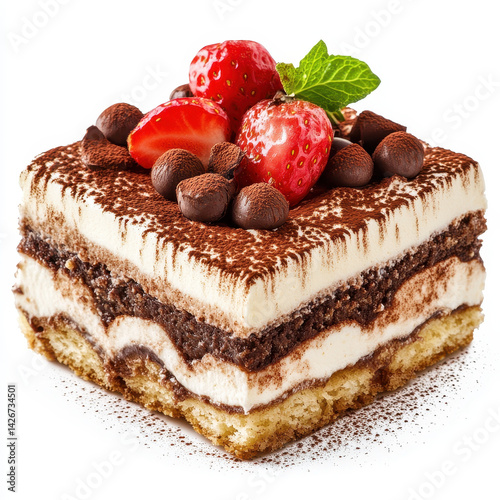 Very tasty tiramisu, dessert, different versions, isolated white background.