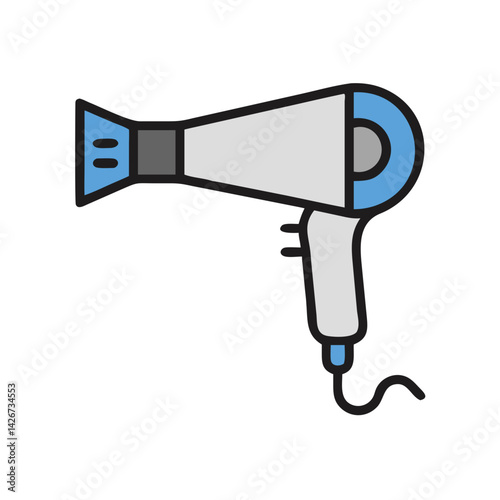 Hair Dryer with Concentrator Nozzle Icon Design