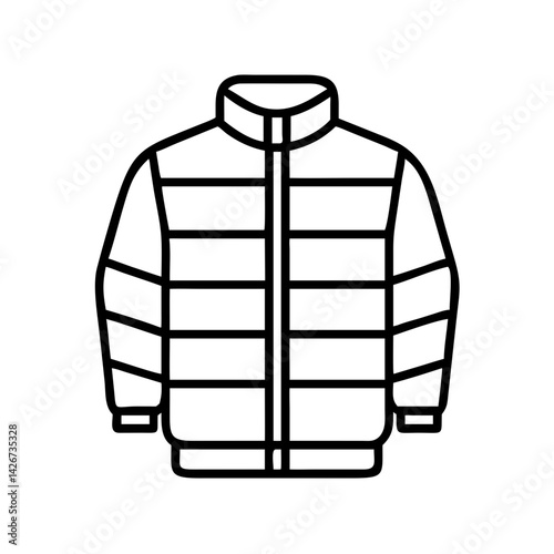 puffer jacket clothing dresses line drawn outline vector art - illustration of puffer jacket fashion clothes isolated transparent background