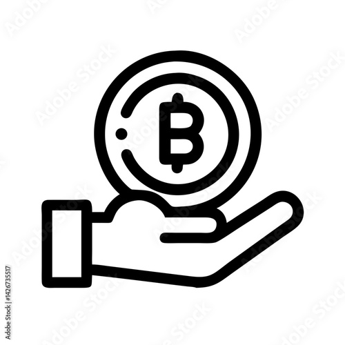 Hand Holding Cryptocurrency Coin Icon Design