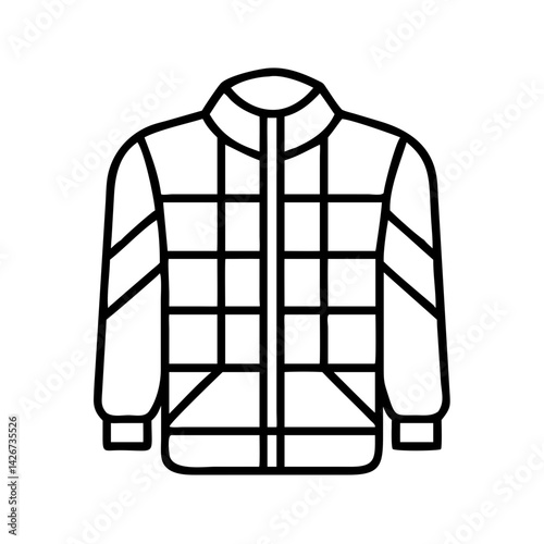 quilted jacket clothing dresses line drawn outline vector art - illustration of quilted jacket fashion clothes isolated transparent background
