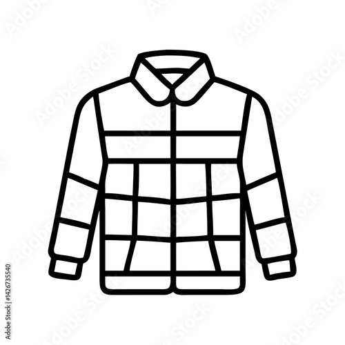 quilted jacket clothing dresses line drawn outline vector art - illustration of quilted jacket fashion clothes isolated transparent background