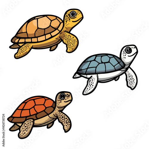 turtle, reptile, vector, transparent background, various