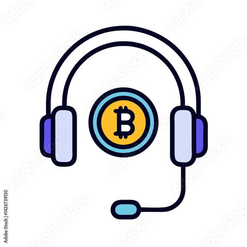 Headset for Crypto Support Service Icon Design