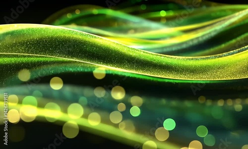 Green abstract background with shiny particles
