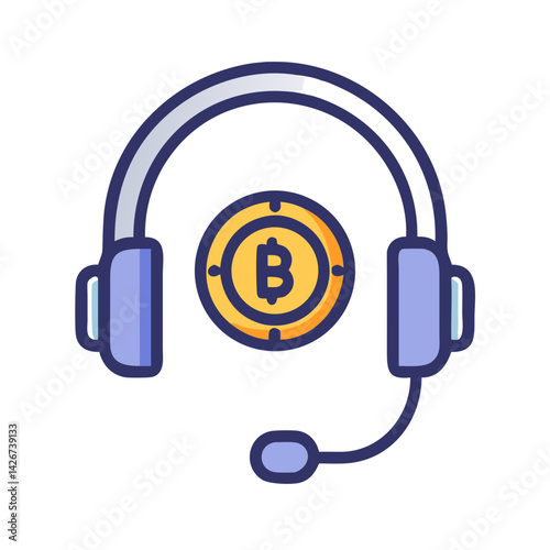 Headset for Crypto Support Service Icon Design
