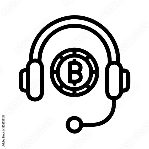 Headset for Crypto Support Service Icon Design