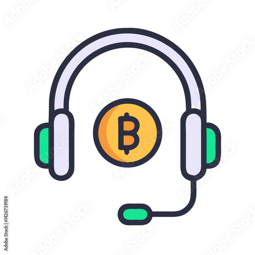 Headset for Crypto Support Service Icon Design