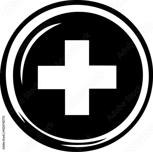 Vector illustration of black and white medical equipment icons. Includes tools like stethoscopes, syringes, and scissors alongside heart rate symbols. Great for health-care designs and medical-themed 