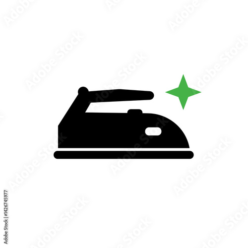 Iron icon with spark representing cleanliness and efficiency  