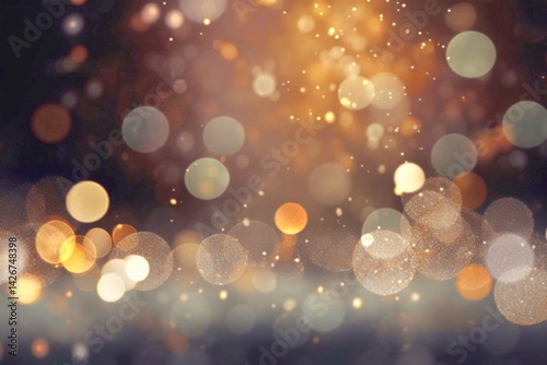 Festive Christmas background. Elegant abstract background with bokeh defocused lights and stars. Generative AI