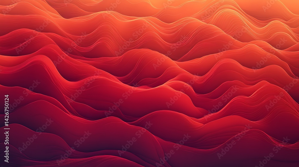 Fototapeta premium Abstract Red Wave Background.